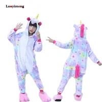 Unisex Kids Star Unicorn Onesies Pajamas Anime Cartoon Flannel Pikachu Children Sleepwear Pyjama For Girl Boy Winter Home Clothe image
