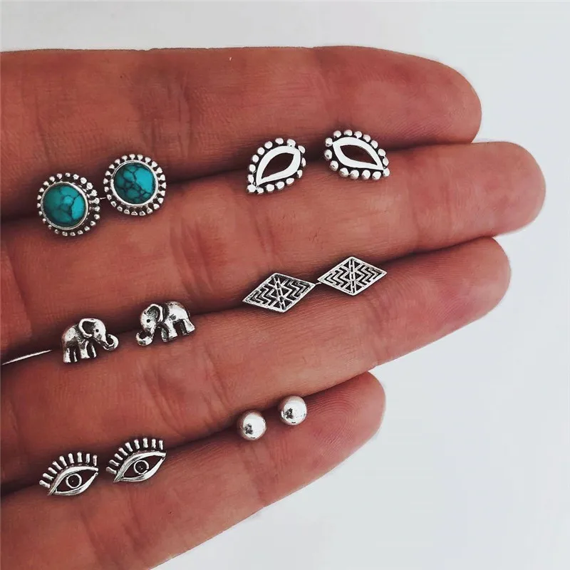 GIVVLLRY Vintage Elephant Stud Earrings for Women Ethnic Blue Resin Stone Antique Silver Eyes Leaves Beads Tiny Earrings Set
GIVVLLRY Vintage Elephant Stud Earrings for Women Ethnic Blue Resin Stone Antique Silver Eyes Leaves Beads Tiny Earrings Set