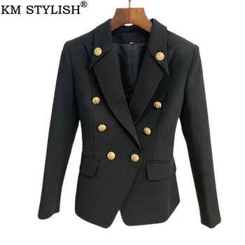 2019 Fall/Winter New Women's Blazers Jacket Suit Collar Decoration Classic Metal Golden Buckle Double Breasted Black Blazers
2019 Fall/Winter New Women's Blazers Jacket Suit Collar Decoration Classic Metal Golden Buckle Double Breasted Black Blazers