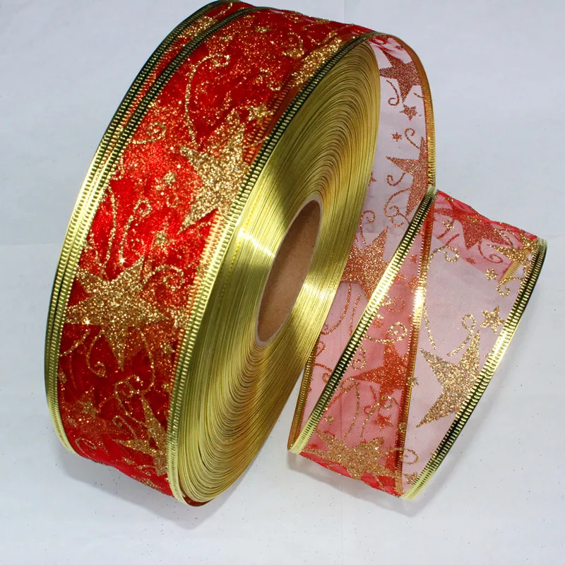 50MM Wide Red Ribbon Gauze Ribbon Printing Star Christmas Tree Decoration Christmas Present Weeding Wire Edged ,DIY Accessories
50MM Wide Red Ribbon Gauze Ribbon Printing Star Christmas Tree Decoration Christmas Present Weeding Wire Edged ,DIY Accessories
