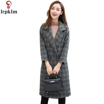 Long Plaid Wool Coat Women Winter Woolly Jacket Vintage Korean Ladies Overcoat Grid Thick Double Breasted Coats 2018 New CH446
Long Plaid Wool Coat Women Winter Woolly Jacket Vintage Korean Ladies Overcoat Grid Thick Double Breasted Coats 2018 New CH446