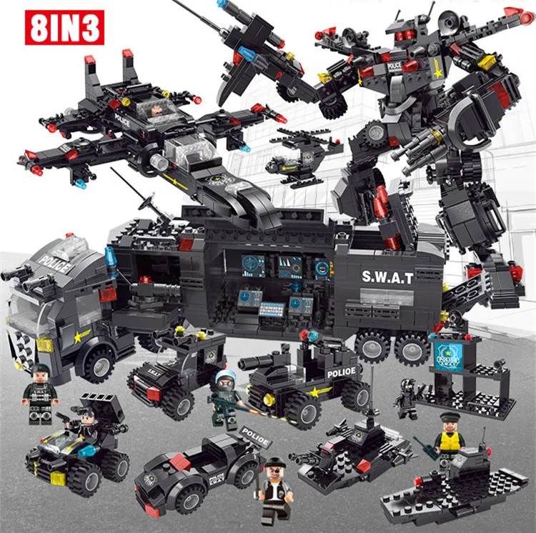 750PCS Blocks 8 in 3 Compatible with Legoings SWAT robot City Police Station Engineering Building Blocks Compatible City Truck
750PCS Blocks 8 in 3 Compatible with Legoings SWAT robot City Police Station Engineering Building Blocks Compatible City Truck