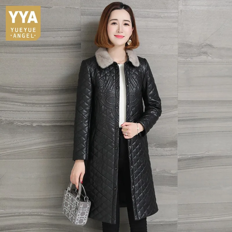 Designer Genuine Leather Coat Women OL Style Embroidery Floral Thick Mink Fur Collar Sheepskin Long Jacket Overcoat Plus Size
Designer Genuine Leather Coat Women OL Style Embroidery Floral Thick Mink Fur Collar Sheepskin Long Jacket Overcoat Plus Size