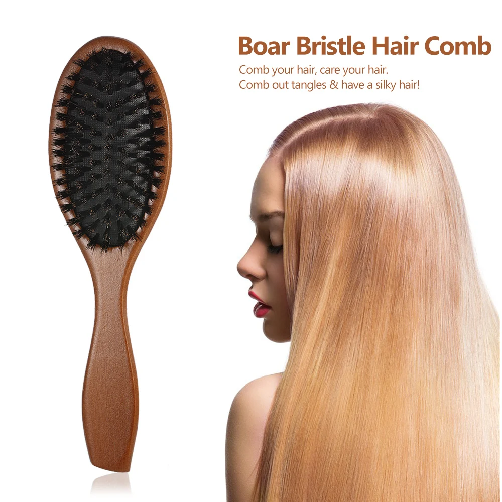 Natural Boar Bristle Hair Brush Comb Oval Anti-static Paddle Hair Extension Brush Scalp Massage Beech Wooden Handle
Natural Boar Bristle Hair Brush Comb Oval Anti-static Paddle Hair Extension Brush Scalp Massage Beech Wooden Handle