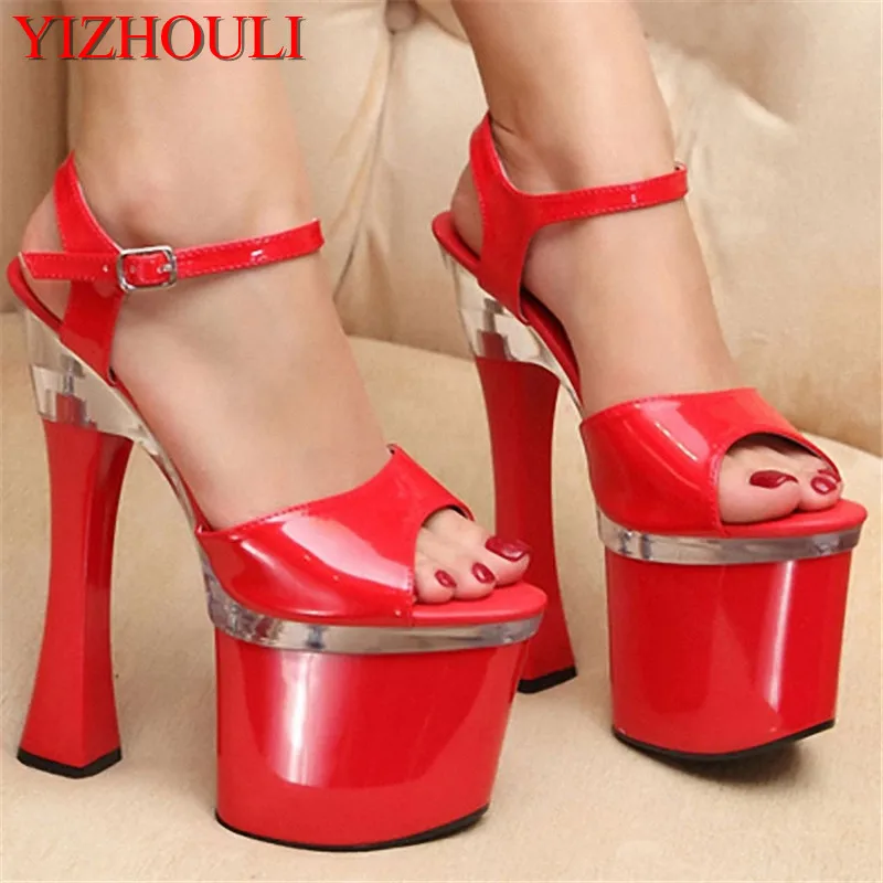 

HOT SALE 18cm Sexy High Heels Sandals Women 7 Inch Spool Heels Platform High-Heeled Shoes Pole Dancing Dance Shoes