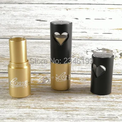 Golden Lipstick Tube Black Empty Lip Balm Tube DIY Heart-shaped Lipstick Container Empty Lipbalm Tube Cosmetic Container (6)