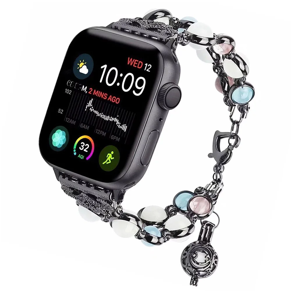 Women Girls Bracelet Elastic Beaded Strap for Apple Watch Band 40/44/38/42mm Glow in The Dark Belt Series 5 4 3 2 1 Metal Link
Women Girls Bracelet Elastic Beaded Strap for Apple Watch Band 40/44/38/42mm Glow in The Dark Belt Series 5 4 3 2 1 Metal Link