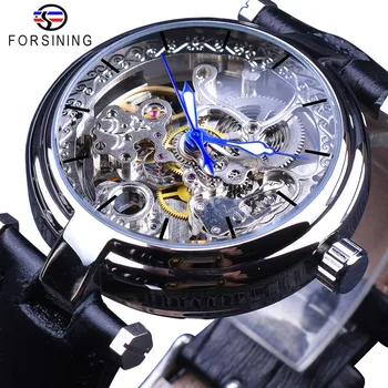Forsining Fashion Silver Movement Skeleton Watches Blue Luminous Hands Leather Men's Mechanical Wristwatch Waterproof Male Clock
Forsining Fashion Silver Movement Skeleton Watches Blue Luminous Hands Leather Men's Mechanical Wristwatch Waterproof Male Clock