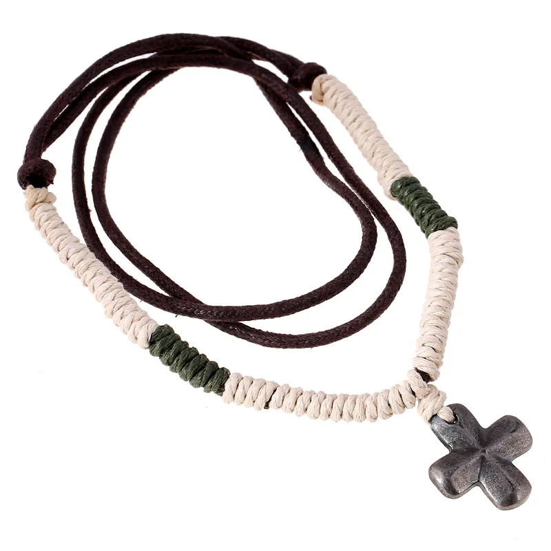 New Fashion Men Jewelry Wholesale Hemp Woven Retro Cross Necklace Punk Style Man Necklaces Leather Chain
New Fashion Men Jewelry Wholesale Hemp Woven Retro Cross Necklace Punk Style Man Necklaces Leather Chain