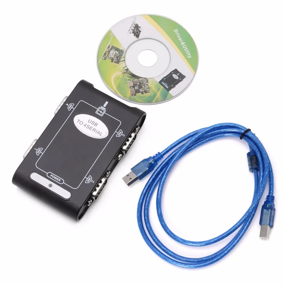 9pin USB 2.0 to 4 ports RS232 Serial DB9 COM Controller Connectors Adapter Hub USB hubs C26