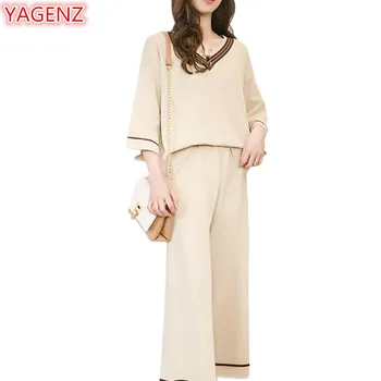 YAGENZ Summer Clothing Womens Two Pieces Set V-neck Seven points sleeve Pullovers Tops and Wide leg pants Fashion Casual Set 463
YAGENZ Summer Clothing Womens Two Pieces Set V-neck Seven points sleeve Pullovers Tops and Wide leg pants Fashion Casual Set 463