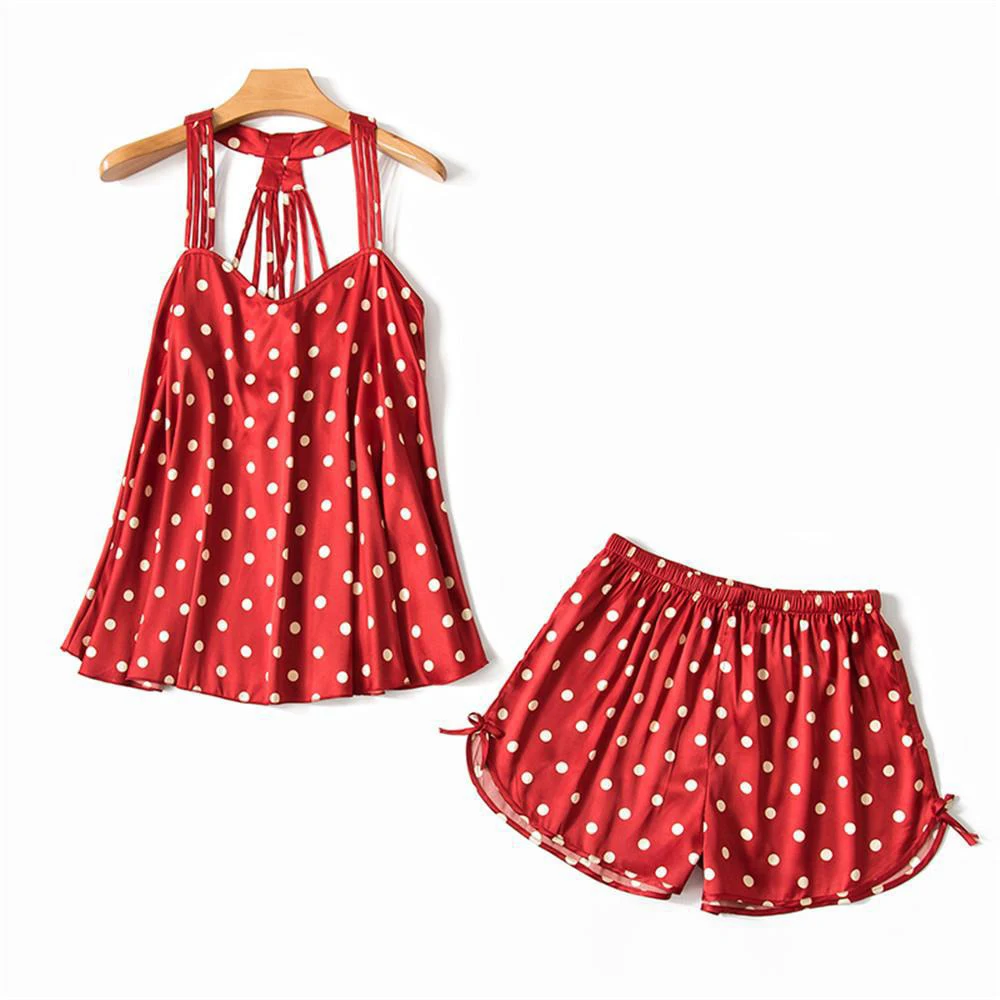 Summer Style Thin Section Pajamas Female Leopard Dots Style Sexy Large Size Home Clothes Sling Camis with Shorts Two Pcs Suit
Summer Style Thin Section Pajamas Female Leopard Dots Style Sexy Large Size Home Clothes Sling Camis with Shorts Two Pcs Suit