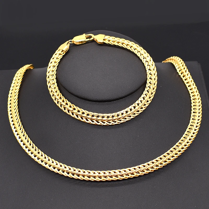 

AMUMIU New Arrival Women Fashion Jewelry Chain Link Necklace Bracelet Sets Wholesale High Quality HZTZ128