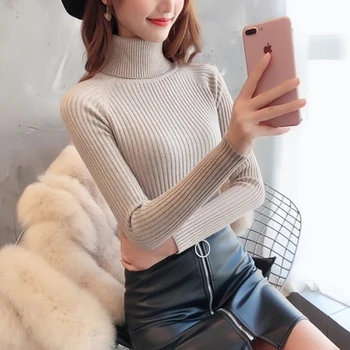 2019 Autumn and winter fashion new solid color turn-down collar base pullover long sleeve women slim sweaters
2019 Autumn and winter fashion new solid color turn-down collar base pullover long sleeve women slim sweaters