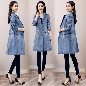 Spring women jacket 2018 fashion new Slim was thin female outerwear medium long wild casual suit collar ladies windbreaker ll958 
Spring women jacket 2018 fashion new Slim was thin female outerwear medium long wild casual suit collar ladies windbreaker ll958