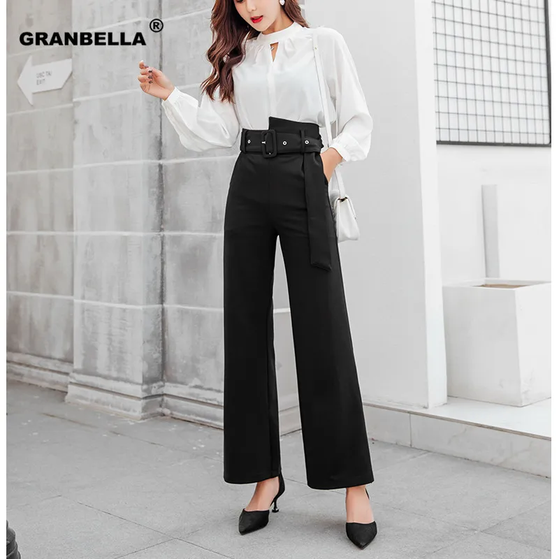 Work wear Formal Black Suit Pants With Belt High Waist Pantalon Costume Trousers Slim Wide Leg Pants For Business Women PA002
Work wear Formal Black Suit Pants With Belt High Waist Pantalon Costume Trousers Slim Wide Leg Pants For Business Women PA002