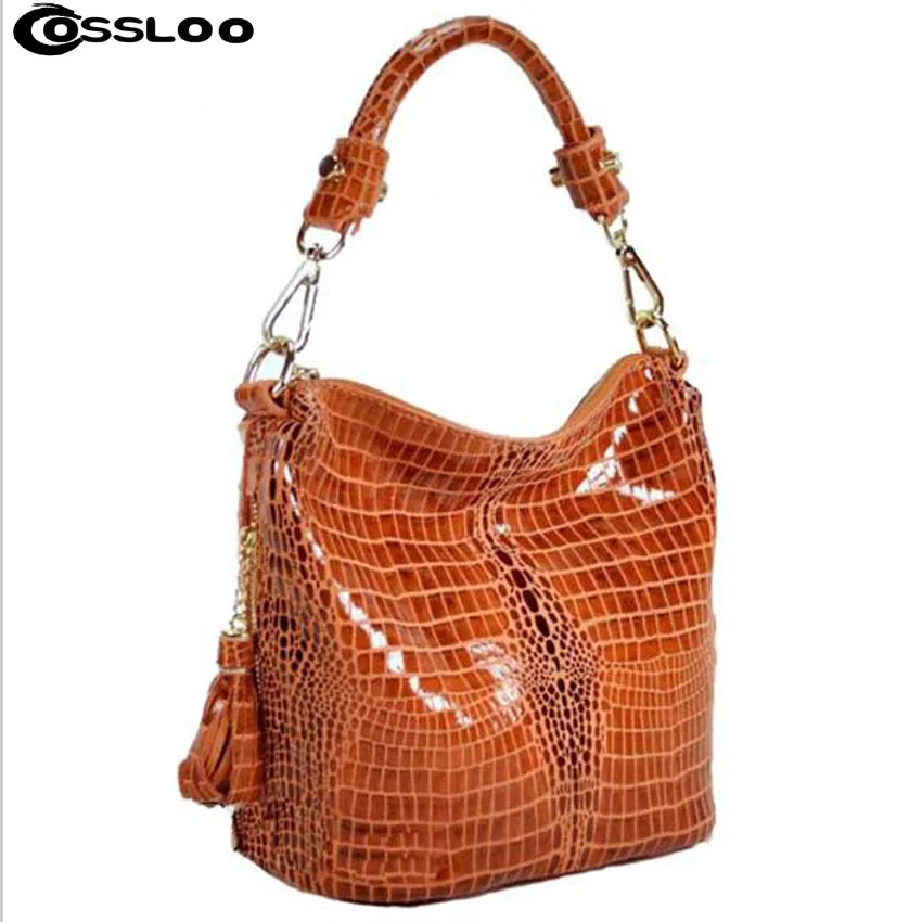 

COSSLOO Women Handbags Crocodile Designer Bags Handbag For Women Famous Brand 2018 Bolsos Feminina Women Leather Handbags Outlet