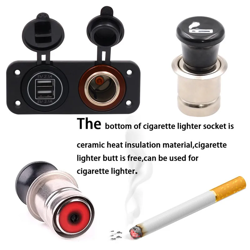 

New Arrival Motorcycle 12V Car ATV Boat Cigarette Lighter With Switches Dual USB Charging Car charger quick car adapter style