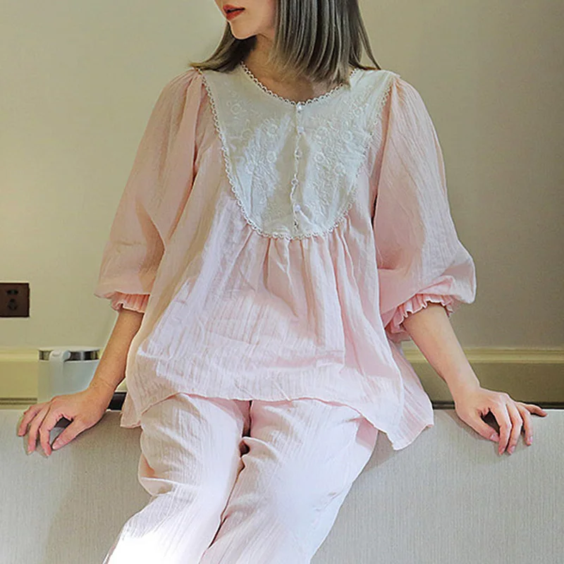 Women's Lolita Pajama Sets.Embroidered Flowers Tops+Long Pants.Vintage Ladies Girl's Pyjamas Set.Victorian Sleepwear Loungewear
Women's Lolita Pajama Sets.Embroidered Flowers Tops+Long Pants.Vintage Ladies Girl's Pyjamas Set.Victorian Sleepwear Loungewear