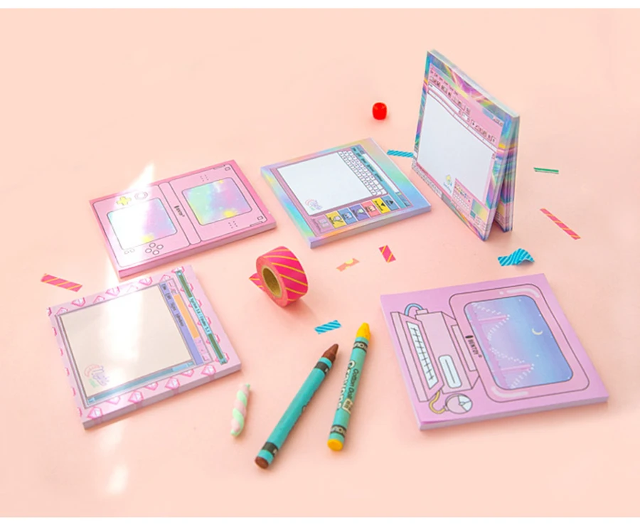 1X Kawaii Computer game machine shape Sticky Notes Post Memo Pad School Supplies Planner Stickers Paper Bookmarks Stationery 24
