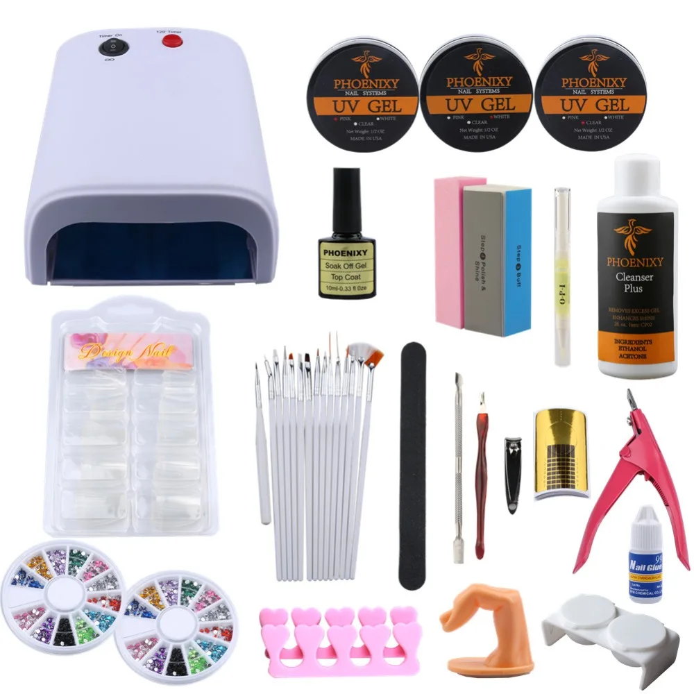 UV Gel Set Manicure Set 36W UV Lamp 3 Colors Nail UV Gel Brush Files False Tips Nail Extension Set Gel For Nail Art Tools Sets
UV Gel Set Manicure Set 36W UV Lamp 3 Colors Nail UV Gel Brush Files False Tips Nail Extension Set Gel For Nail Art Tools Sets