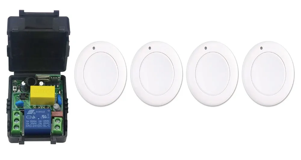 New multi-function output mode AC 220 V 1CH Wireless Remote Control Switch System Receiver & 4*White wall Panel Sticky Remote
New multi-function output mode AC 220 V 1CH Wireless Remote Control Switch System Receiver & 4*White wall Panel Sticky Remote