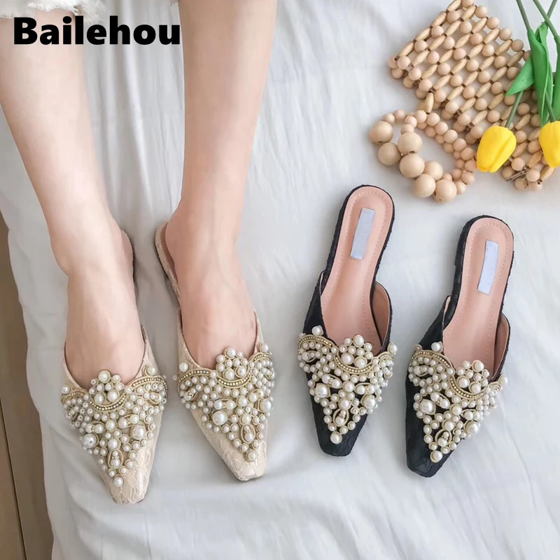Bailehou Handmade Shoes Pearl Slippers Woman Beading String Mules Slip Ons Outdoor Slides Lady Pearls Summer Slippers Sandal
Bailehou Handmade Shoes Pearl Slippers Woman Beading String Mules Slip Ons Outdoor Slides Lady Pearls Summer Slippers Sandal