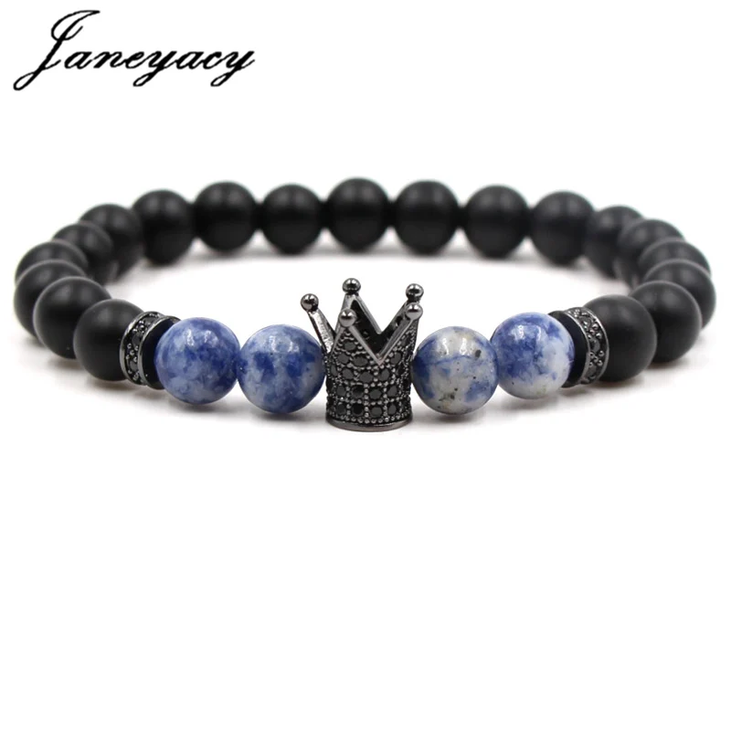 Janeyacy New Fashion Brand Bracelet 8mm Scrub Stone CZ Bracelet Men's Crown CZ Bead Bracelet Women's Jewelry Homens Pulseira
Janeyacy New Fashion Brand Bracelet 8mm Scrub Stone CZ Bracelet Men's Crown CZ Bead Bracelet Women's Jewelry Homens Pulseira