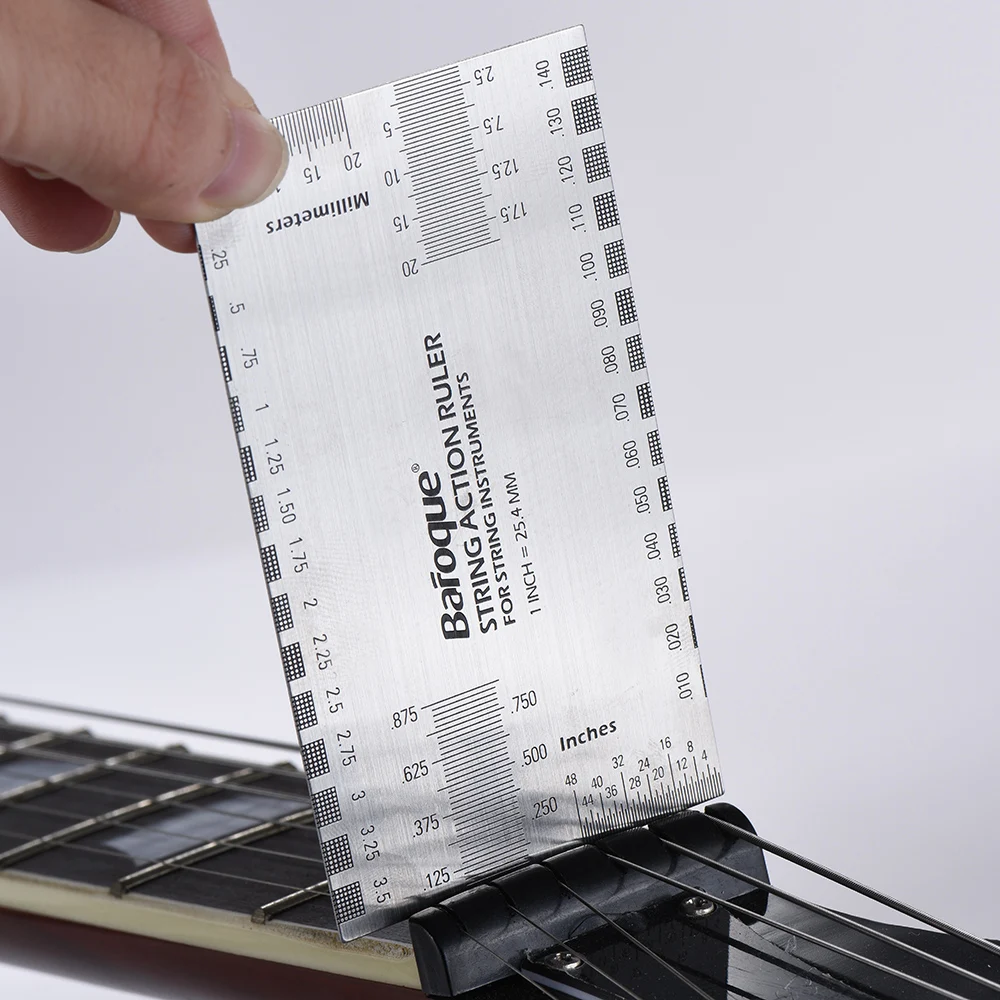 Guitar String Action Ruler High Quality Stainless Steel Gauge Tool in/mm String Action Ruler for Guitar Bass Mandolin Banjo
Guitar String Action Ruler High Quality Stainless Steel Gauge Tool in/mm String Action Ruler for Guitar Bass Mandolin Banjo