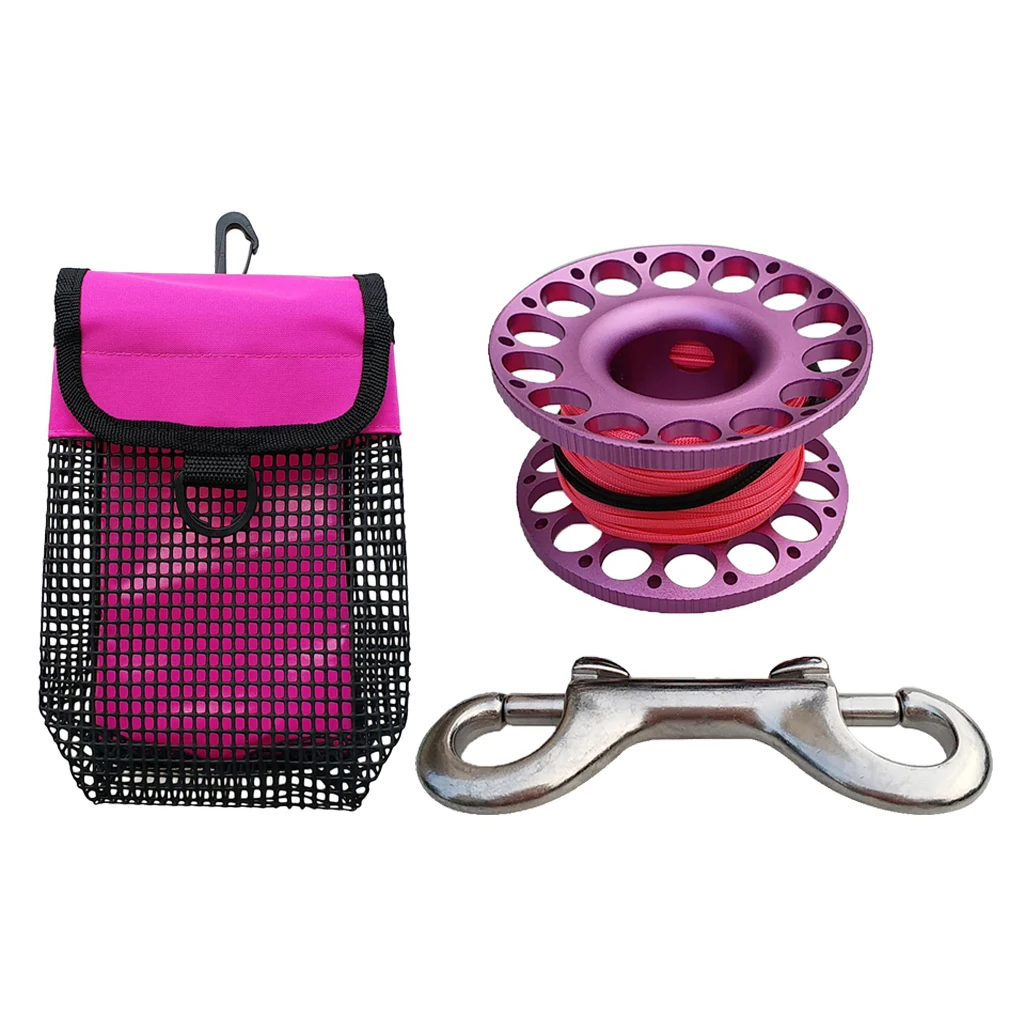 Scuba Diving Finger Spool Reel with 30m Guide Line Ended Bolt Clip + SMB Reel Surface Marker Buoy Holder Carry Mesh Bag Pocket
Scuba Diving Finger Spool Reel with 30m Guide Line Ended Bolt Clip + SMB Reel Surface Marker Buoy Holder Carry Mesh Bag Pocket