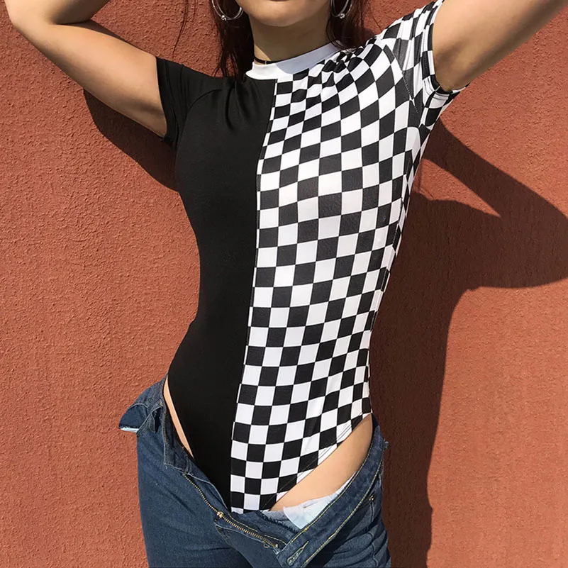 Women Bodycon Bodysuit Short Sleeve Body Summer Women Sexy Grid Jumpsuit Female 2018 Bodysuit New Design Ladies Bodysuits
Women Bodycon Bodysuit Short Sleeve Body Summer Women Sexy Grid Jumpsuit Female 2018 Bodysuit New Design Ladies Bodysuits