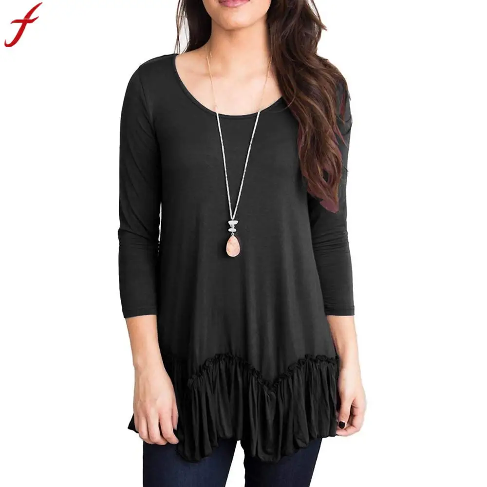 Womens Tops and Blouses 2019 Fashion Ruffled Pleated Hem Tunic Shirt Autumn O-Neck 3/4 Sleeve Blouse Plus Size Women Clothing
Womens Tops and Blouses 2019 Fashion Ruffled Pleated Hem Tunic Shirt Autumn O-Neck 3/4 Sleeve Blouse Plus Size Women Clothing