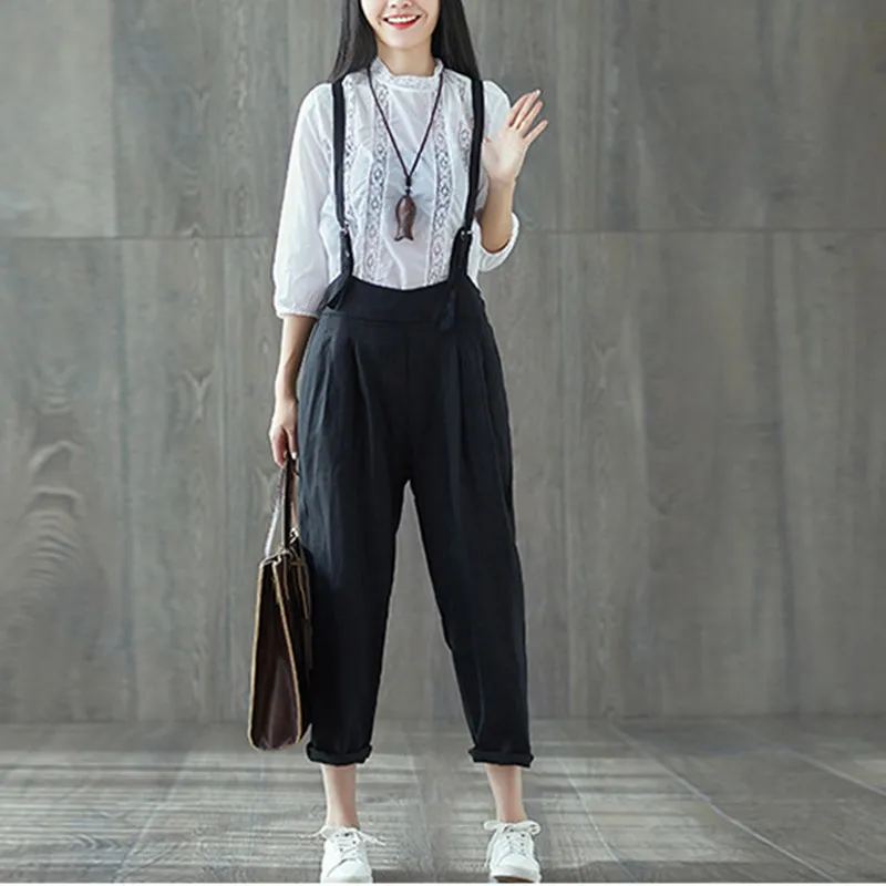 Solid Harem Pants Ankle-Length Overalls Pants With Pockets Adjustable Cross Tie Empire Loose Pants For Lady Casual Women Pants
Solid Harem Pants Ankle-Length Overalls Pants With Pockets Adjustable Cross Tie Empire Loose Pants For Lady Casual Women Pants