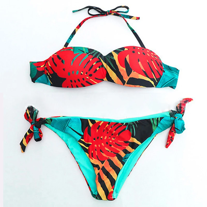 2018 Summer Sexy Bikini Set Women Swimsuit Padded Palm leaf Print Halter Swimwear Bandeau Beachwear Bathing suit bikini L
2018 Summer Sexy Bikini Set Women Swimsuit Padded Palm leaf Print Halter Swimwear Bandeau Beachwear Bathing suit bikini L