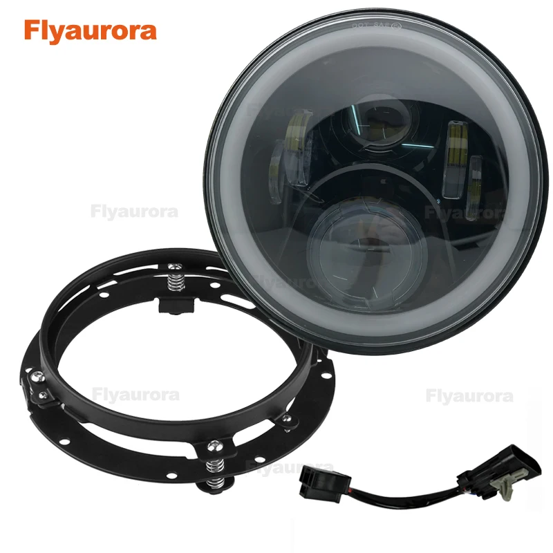 7inch Round Led Headlight High Low Beam Light Halo Angle Eyes DRL with 7" Mounting bracket ring support Flyaurora for Motorcycle
7inch Round Led Headlight High Low Beam Light Halo Angle Eyes DRL with 7" Mounting bracket ring support Flyaurora for Motorcycle