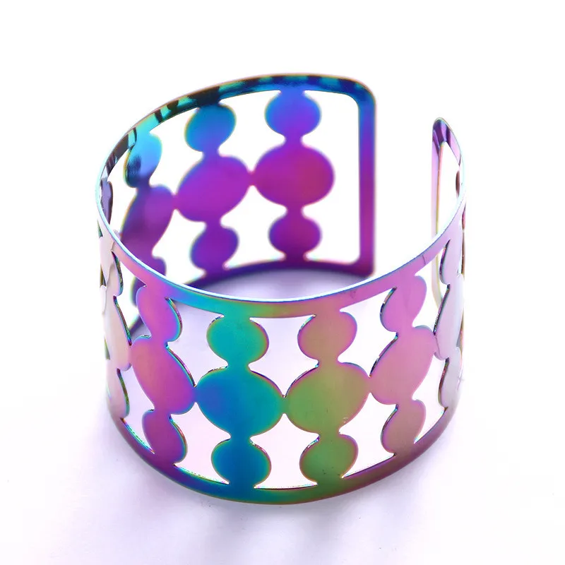 Crazy Feng New Exaggerated Punk Style Colorful Cuff Bangle For Women Big Wide Hollow Geometric Alloy Bangle Party Gift
Crazy Feng New Exaggerated Punk Style Colorful Cuff Bangle For Women Big Wide Hollow Geometric Alloy Bangle Party Gift