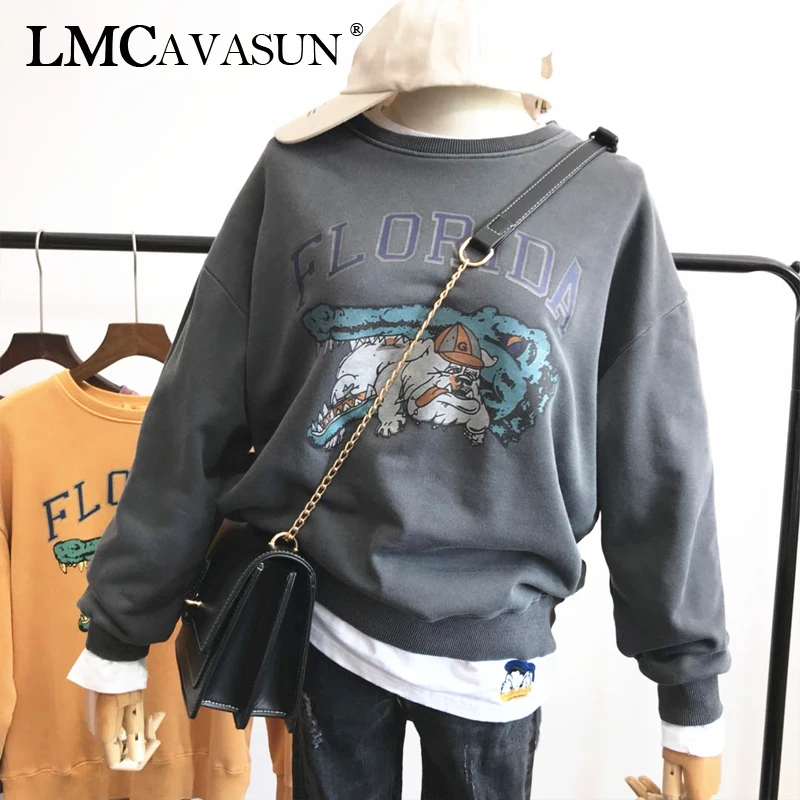 LMCAVASUN 2019 autumn new Female Terry cotton Long sleeve Washed cotton Loose large size Cartoon dog Round neck Sweatshirt 
LMCAVASUN 2019 autumn new Female Terry cotton Long sleeve Washed cotton Loose large size Cartoon dog Round neck Sweatshirt