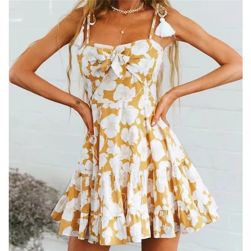 Women Summer New Fashion Dresses Sexy Beach Linen Ladies Floral Printing Sleeveless Bow Mini Dress Patty Night Sundress z0404
Women Summer New Fashion Dresses Sexy Beach Linen Ladies Floral Printing Sleeveless Bow Mini Dress Patty Night Sundress z0404