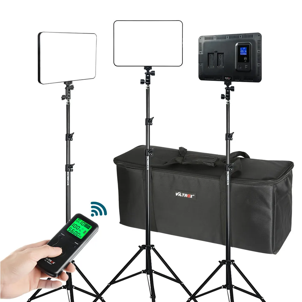 VILTROX 3/2pcs VL-400T 40W LED Video Light Bi-color Dimmable Wireless remote Lighting Kit+75" Light Stand for studio shooting
VILTROX 3/2pcs VL-400T 40W LED Video Light Bi-color Dimmable Wireless remote Lighting Kit+75" Light Stand for studio shooting