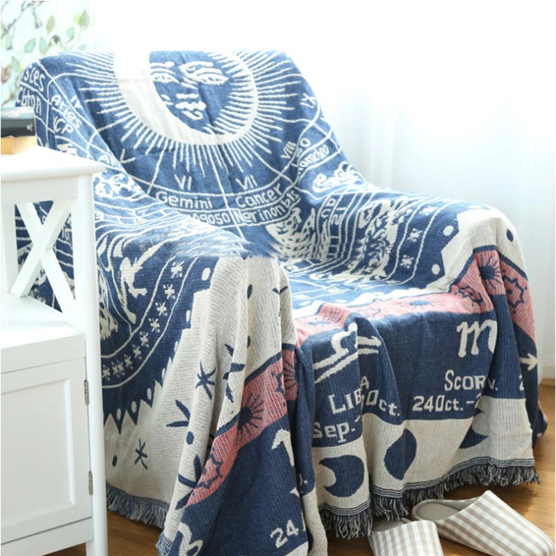 Fornasetti moon style sofa cover blanket 100% cotton thickening towel 12 constellations painting creative quality tapestry/mat
Fornasetti moon style sofa cover blanket 100% cotton thickening towel 12 constellations painting creative quality tapestry/mat