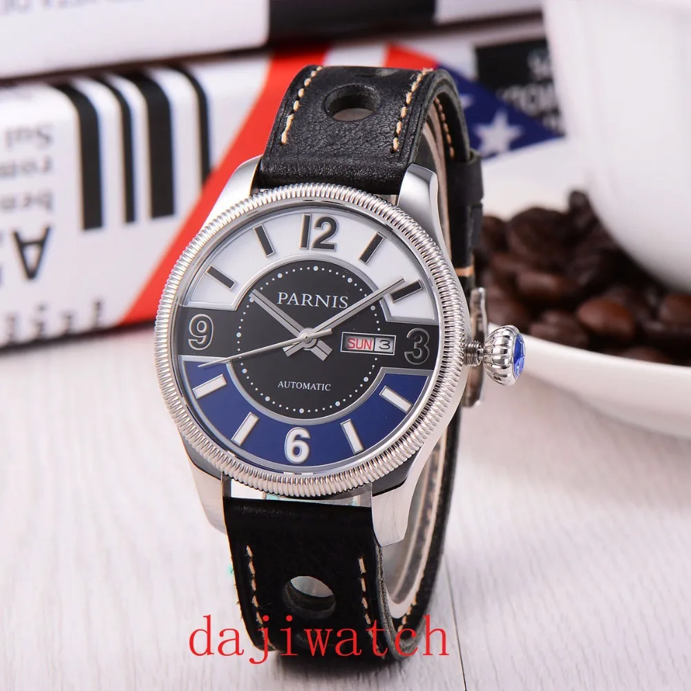 Parnis 43mm leisure sport black dial date display sapphireg mirror stainless steel case MIYOTA Automatic mens watch
Parnis 43mm leisure sport black dial date display sapphireg mirror stainless steel case MIYOTA Automatic mens watch