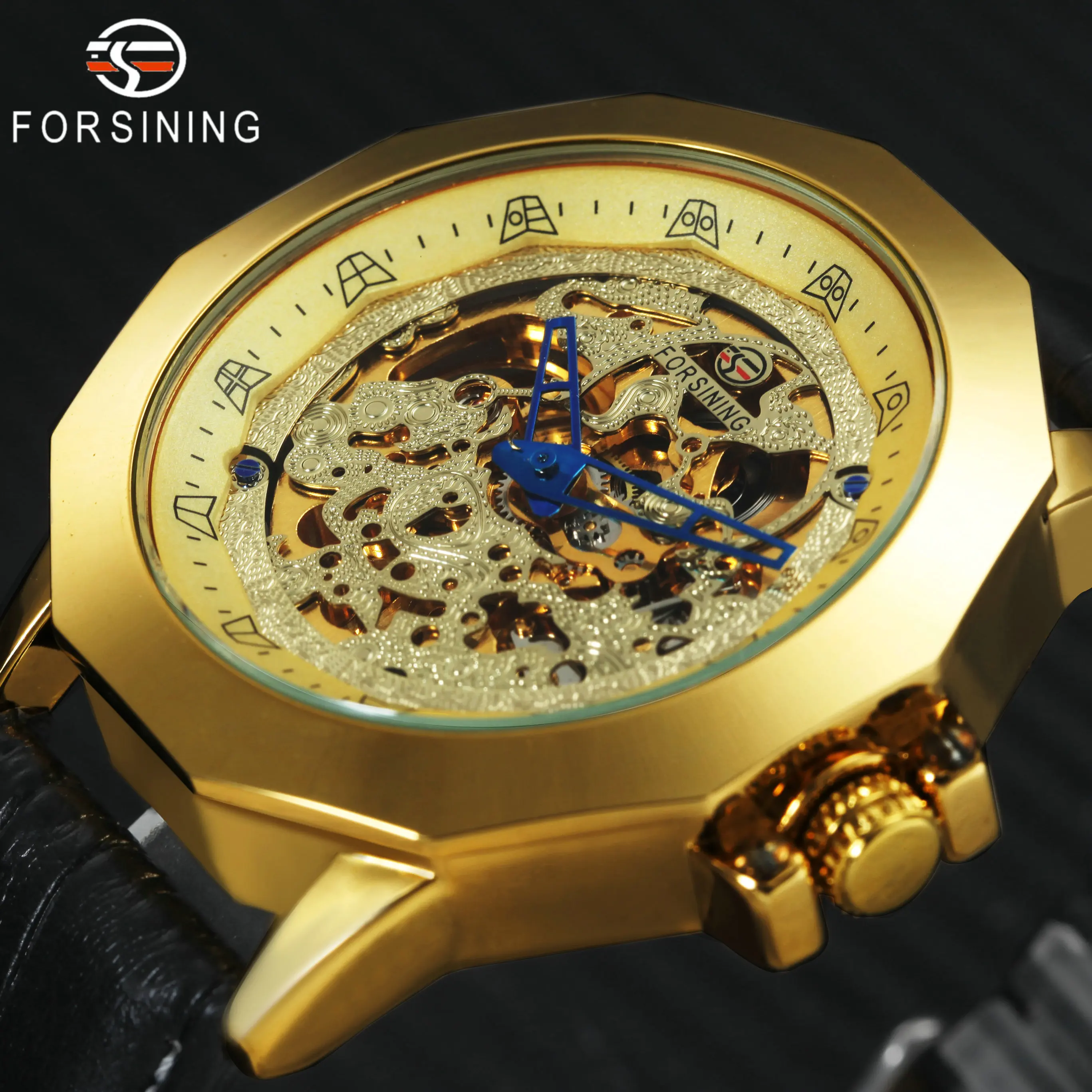 FORSINING Golden Top Brand Luxury Watch Men Auto Mechanical Skeleton Dial Blue Hands Royal Business Leather Wrist Watches 2018
FORSINING Golden Top Brand Luxury Watch Men Auto Mechanical Skeleton Dial Blue Hands Royal Business Leather Wrist Watches 2018