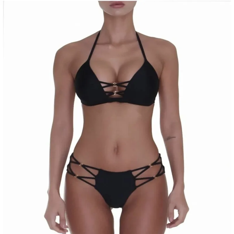 2019 Fashion Women Sexy Bikini Set Solid Color Sport Swimwear Push-Up Padded Swimsuit Push-Up Padded Bra Swimwear Bathing A23# (11)