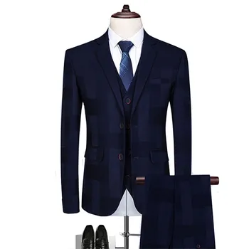 Male blazer (coat + vest + pants) business boutique high-end custom plaid contrast color slim suit 3 piece suits Asian size 6XL
Male blazer (coat + vest + pants) business boutique high-end custom plaid contrast color slim suit 3 piece suits Asian size 6XL