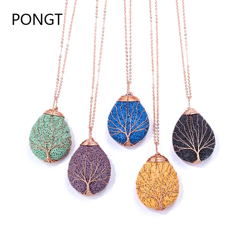 Natural stone tree of life pendant Lava stone Rose Gold Color Wrapped Drop Shaped healing crystal pendant quartz necklace
Natural stone tree of life pendant Lava stone Rose Gold Color Wrapped Drop Shaped healing crystal pendant quartz necklace