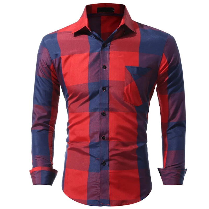 2018 New listing men's dress shirt fashion big plaid trend casual shirt men's brand business Slim long-sleeved shirt camisa
2018 New listing men's dress shirt fashion big plaid trend casual shirt men's brand business Slim long-sleeved shirt camisa