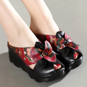 Summer Women Shoes Wedges Slippers Platform Sandals Genuine Leather Handmade Flower Hollow Comfortable Women Slides
Summer Women Shoes Wedges Slippers Platform Sandals Genuine Leather Handmade Flower Hollow Comfortable Women Slides