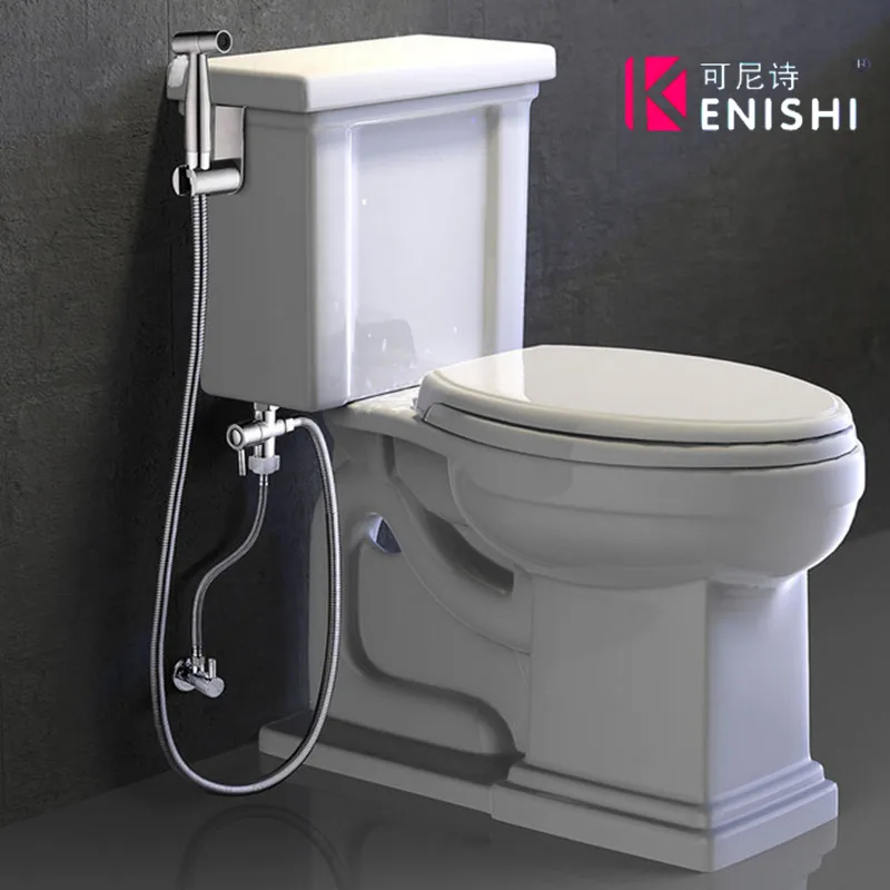 

KENISHI 2 Function 2-way Stainless Steel Bidet Sprayer for Toilet Flush Spray Gun Bidet Toilet attachment Brushed Nickel