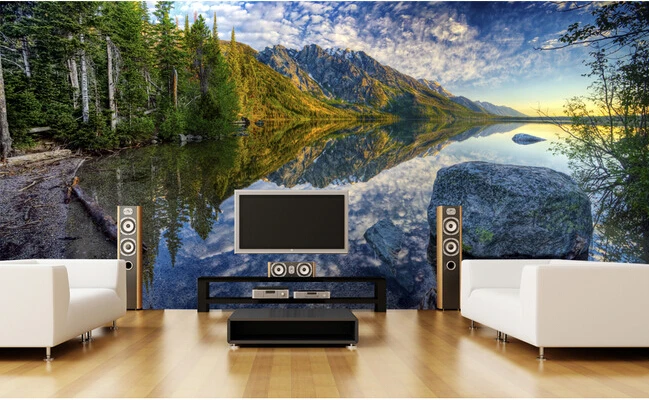 

The latest 3D wallpaper, de parede Papel, the landscape of mountains and rivers,living room sofa TV wall, bedroom wall paper.