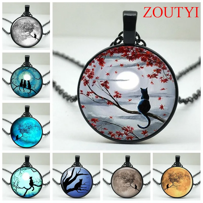 2018 / Stylish Blue Moon Twig with Cat Glass Round Pendant Necklace, Men's & Women's Jewelry Necklace
2018 / Stylish Blue Moon Twig with Cat Glass Round Pendant Necklace, Men's & Women's Jewelry Necklace